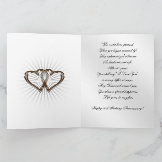 60ste Jubileum voor bruiloft Kaart (Binnen)