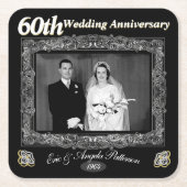  60ste Jubileum voor bruiloft Kartonnen Onderzetters (Voorkant)