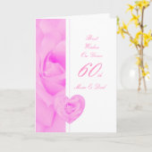 60ste Jubileum voor bruiloft Mam en pap Floral Hea Kaart (Gele Bloem)