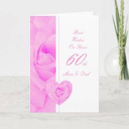 60ste Jubileum voor bruiloft Mam en pap Floral Hea Kaart