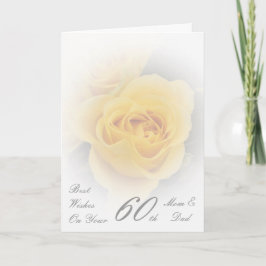 60ste Jubileum voor bruiloft Mam en pap Gele Rose Kaart