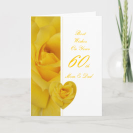 60ste Jubileum voor bruiloft Mam en pap Gele Rose Kaart