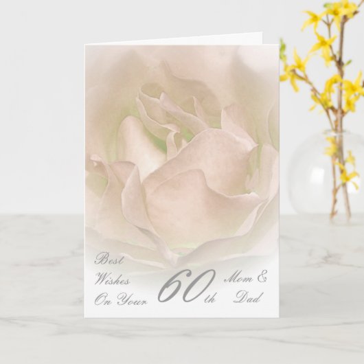 60ste Jubileum voor bruiloft Mam en pap Ivory Roos Kaart (Gele Bloem)