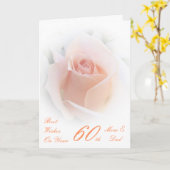 60ste Jubileum voor bruiloft Mam en pap Roze Rose Kaart (Gele Bloem)