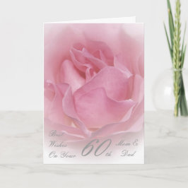 60ste Jubileum voor bruiloft Mam en pap Roze Rose Kaart