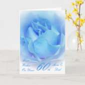 60ste Jubileum voor bruiloft Mam & Pap Blauw Roos Kaart (Gele Bloem)