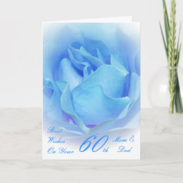 60ste Jubileum voor bruiloft Mam & Pap Blauw Roos Kaart
