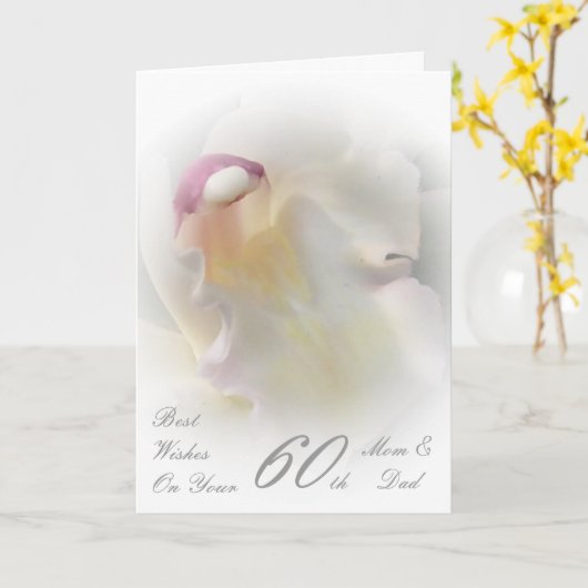 60ste Jubileum voor bruiloft Mam & pap White Orchi Kaart (Gele Bloem)