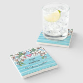 60ste Jubileum voor bruiloft Tropisch strand Orchi Stenen Onderzetter (Zijkant)