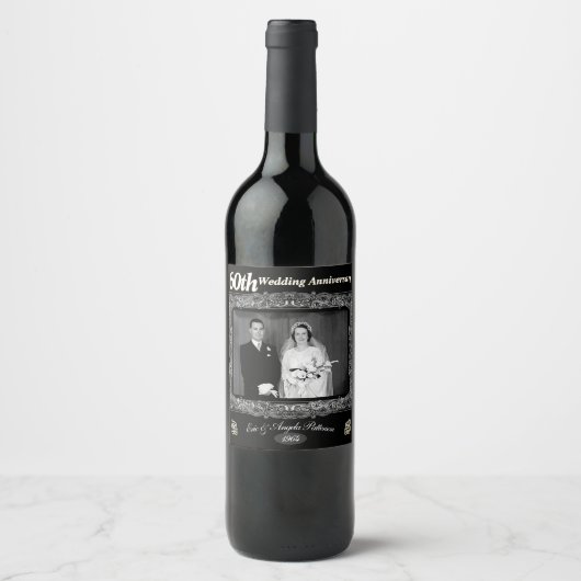  60ste Jubileum voor bruiloft Wijn Etiket (Voorkant)