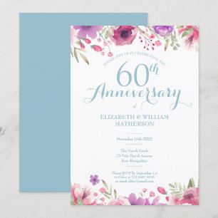 60ste Jubileum Waterverf Floral Kaart