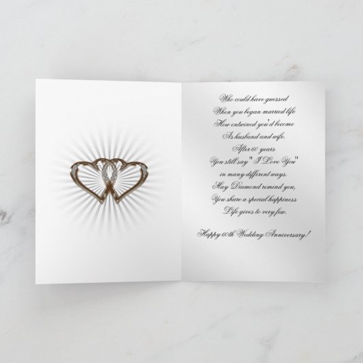 60ste Jubileum Wenskaart bruiloft Kaart (Binnen)