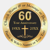 60ste kerkelijk Jubileum, voor gunsten, enveloppen Ronde Sticker (Voorkant)