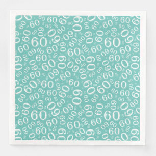 60ste Leeftijds Willekeurig Nummerpatroon Turquois Servet
