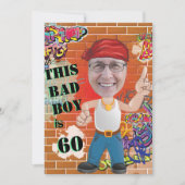 60ste Mannen Birthday Bad Boy Funny Face Cut-out Kaart (Voorkant)
