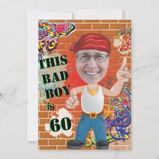 60ste Mannen Birthday Bad Boy Funny Face Cut-out Kaart (Voorkant)