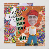60ste Mannen Birthday Bad Boy Funny Face Cut-out Kaart (Voorkant / Achterkant)