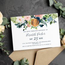 60ste moderne marine bloemen watercolor verjaardag