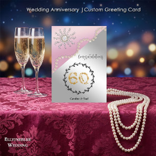 60ste trouwdag Chic Diamanten & Parels Kaart