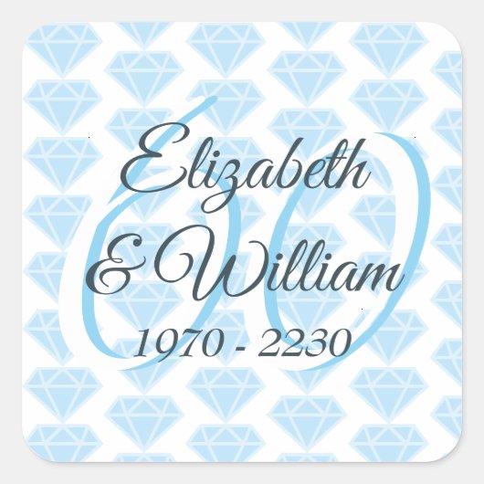60ste trouwdag diamanten viering vierkante sticker (Voorkant)