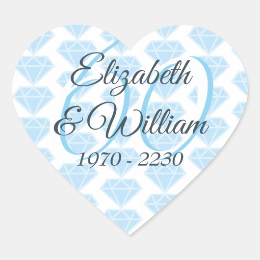 60ste trouwjubileum diamanten viering hart sticker (Voorkant)