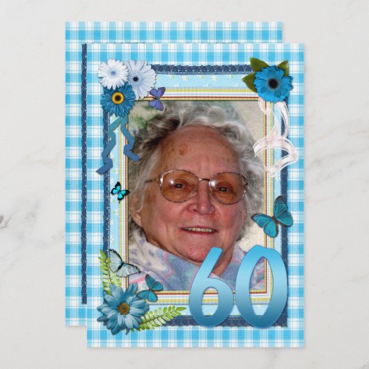 60ste uitnodiging voor verjaardagsfeestje (Voorkant / Achterkant)
