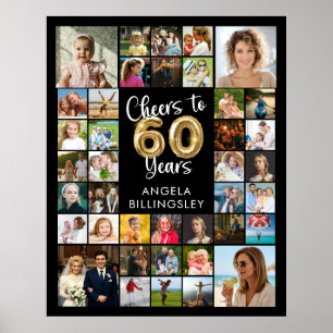 60ste verjaardag 39 foto collage Proost op 60 jaar Poster