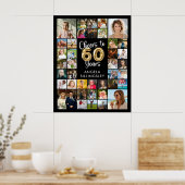 60ste verjaardag 39 foto collage Proost op 60 jaar Poster (Keuken)