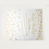 60ste verjaardag achtergrond, wit en goud fotoboot wandkleed (Voorkant (horizontaal))