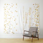 60ste verjaardag achtergrond, wit en goud fotohokj wandkleed (In Situ (horizontaal))