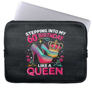 60ste verjaardag als een koningin gelukkig 60 jaar laptop sleeve