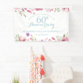 60ste verjaardag Aquarelrozen Bloemrijke Welkom Spandoek (Insitu)