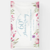 60ste verjaardag Aquarelrozen Bloemrijke Welkom Spandoek (Verticaal)