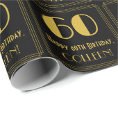 60ste verjaardag ~ Art Deco geïnspireerd look "60" Cadeaupapier (Rol Hoek)