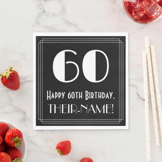 60ste verjaardag ~ Art Deco geïnspireerd look "60" Servet (Insitu)