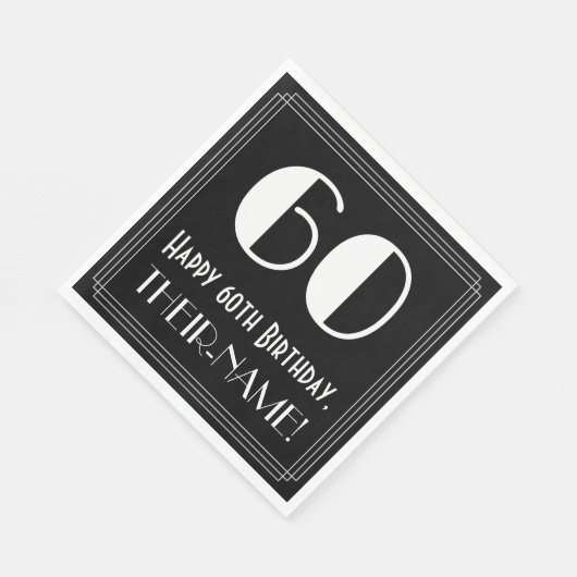 60ste verjaardag ~ Art Deco geïnspireerd look "60" Servet (Hoek)
