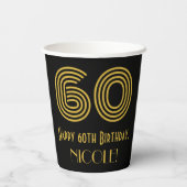 60ste verjaardag: Art Deco Geïnspireerde look "60" Papieren Bekers (Achterkant)