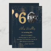 60ste verjaardag ballonnen en vuurwerk kaart (Voorkant / Achterkant)
