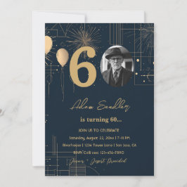 60ste verjaardag ballonnen en vuurwerk kaart