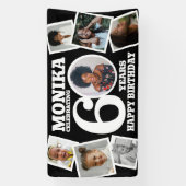 60ste verjaardag banner aangepaste foto zwart wit (Verticaal)