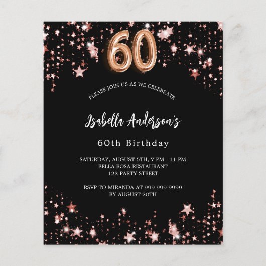 60ste verjaardag Black roos Gold (Voorkant)