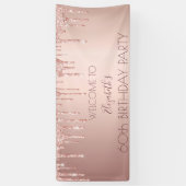 60ste verjaardag blush roos Gold Drips Naam Spandoek (Verticaal)