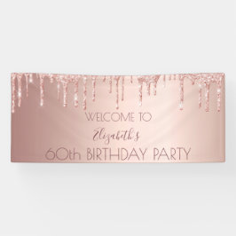 60ste verjaardag blush roos Gold Drips Naam Spandoek