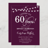 60ste verjaardag - Bourgondië Wit Kaart (Voorkant / Achterkant)