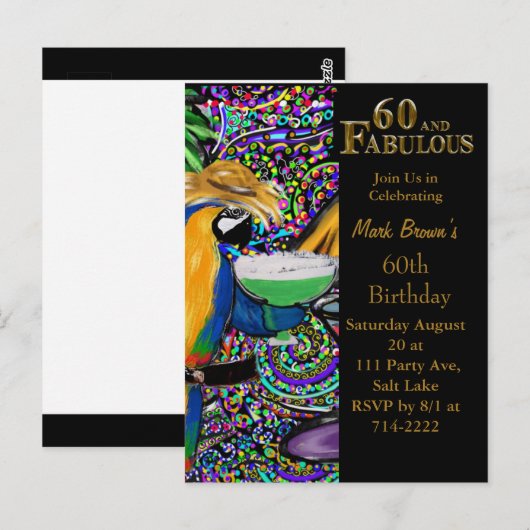 60ste verjaardag  briefkaart (Voorkant / Achterkant)