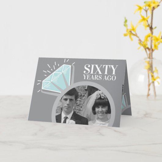 60ste verjaardag diamanten ring nu dan foto kaart (Gele Bloem)