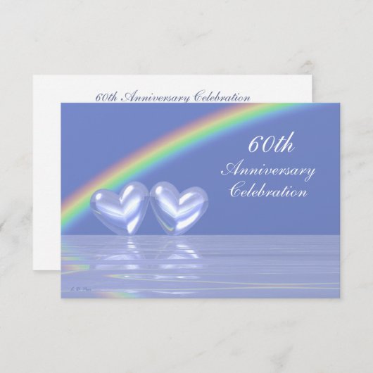 60ste verjaardag Diamond Hearts Kaart (Voorkant / Achterkant)