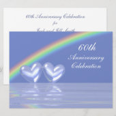 60ste verjaardag Diamond Hearts Kaart (Voorkant / Achterkant)