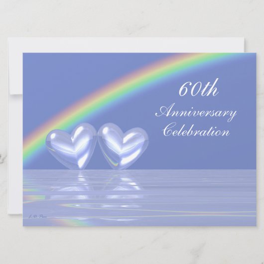 60ste verjaardag Diamond Hearts Kaart (Voorkant)