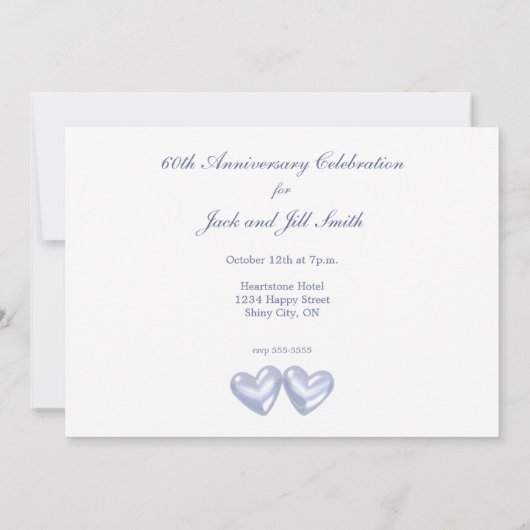 60ste verjaardag Diamond Hearts Kaart (Achterkant)